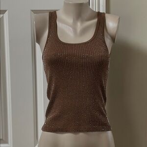Ralph Lauren Black Label Beaded Brown Tank, med